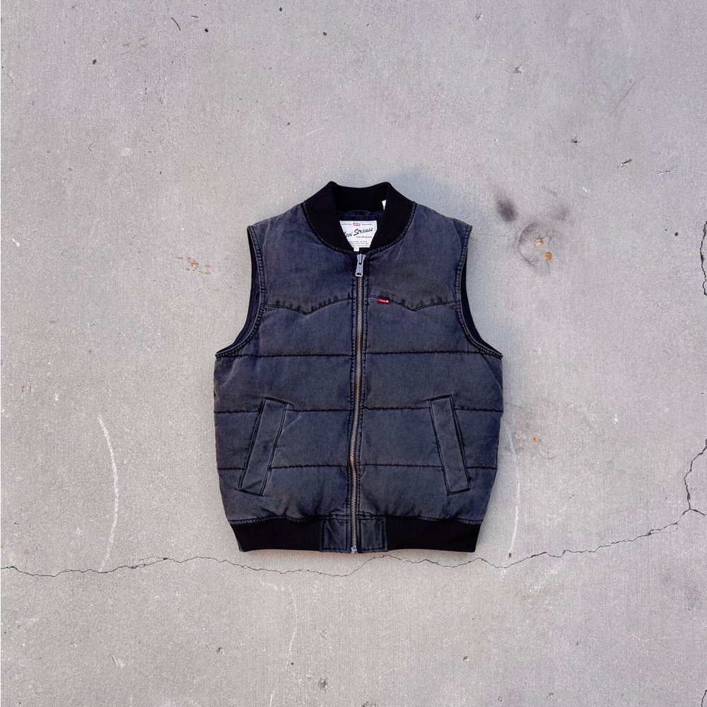 Levi’s Black Puffer Vest with Stand-Up Collar